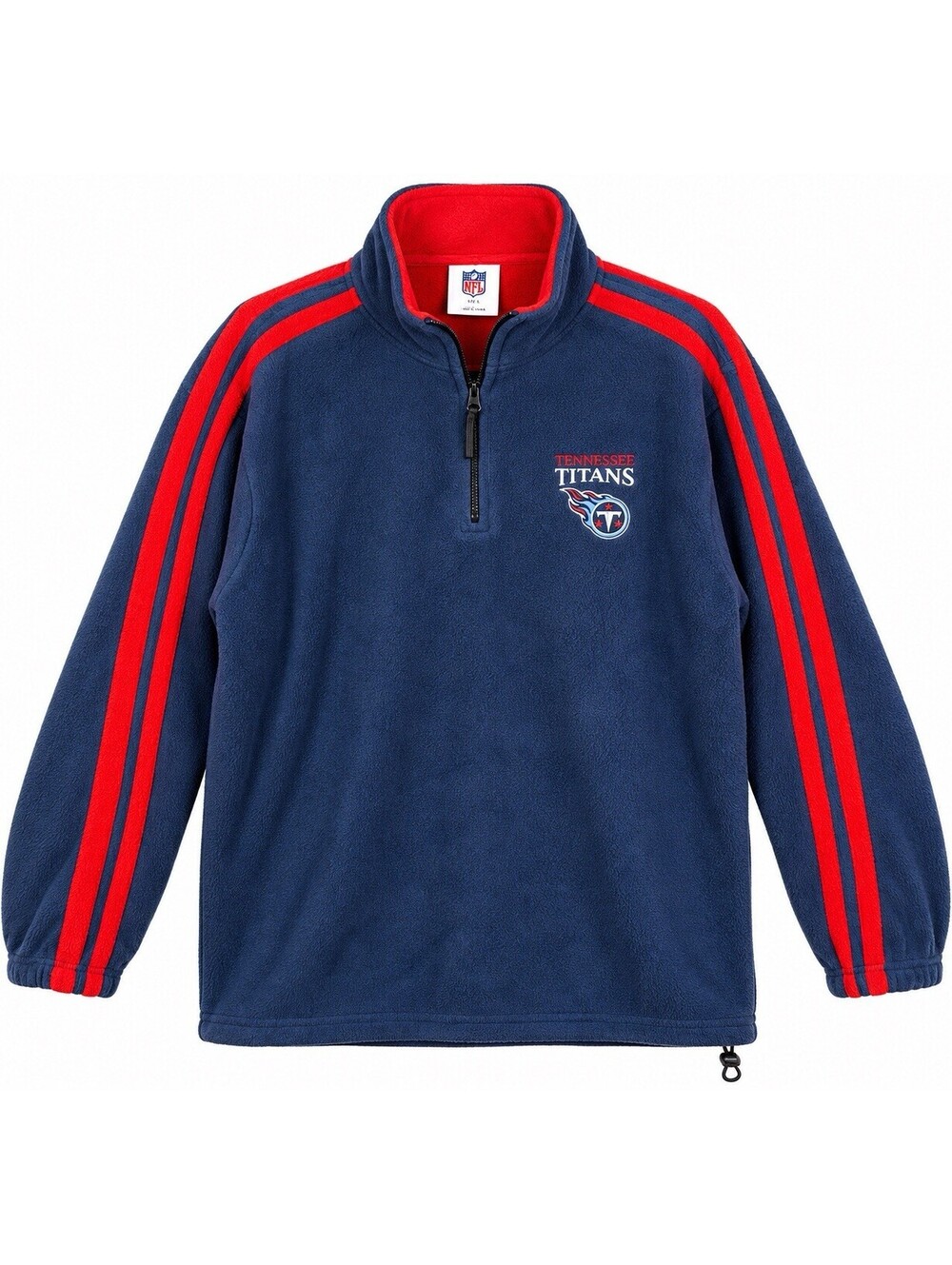 Vtg Tennessee Titans NFL Fleece Pullover Mens L 1/4 Zip Navy Red Football